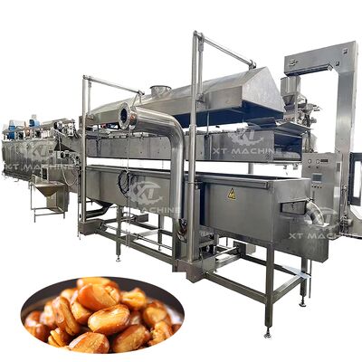 İyi bir fiyat. Industrial Continuous Fryer Machine PLC Control 304 Stainless Steel Food Fryer for Peanuts Beans Fish Full-Auto Frying Machine çevrimiçi