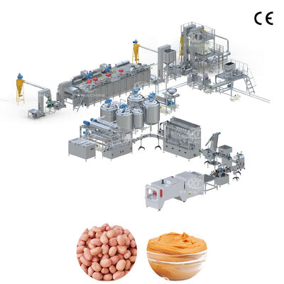 300-5000kg/saat Büyük Kapasiteli Fıstık Tereyağı/Cashew Pastası/Badem Marmelatı Üretim hattı öğütücü ve kızartıcı/Blancher ile