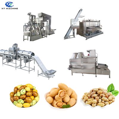 SUS304 Gıdaya Uygun Paslanmaz Çelik ve PLC Kontrollü 500-1000kg/saat Kapasiteli Yer Fıstığı Kaplama ve Kavurma İşleme Hattı