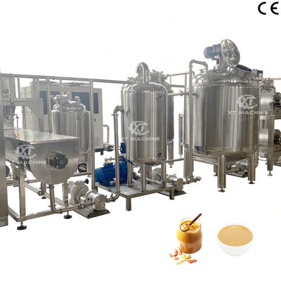 İyi bir fiyat. 500-2000kg/h Tam otomatik fıstık ezmesi üretim hattı PLC program kontrolü ile fıstık pastası yapma makinesi çevrimiçi